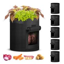 Sacos de cultivo de batata iPower, pacote de 10 galões, 5, com aba e janela