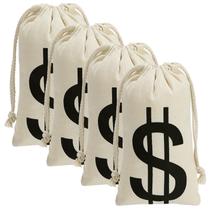 Sacos de dinheiro de lona Apipi Costume Prop, 4 peças de 18 x 35 cm com cifrão