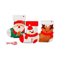 Sacos De Doces De Natal 20Pcs 50Pcs Meias Do Papai Noel Doces Biscoitos Snacks Sacos De Selagem Para