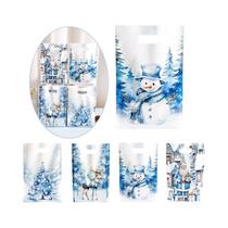 Sacos De Doces De Natal Azuis, Sacos De Presente Do Papai Noel E Boneco De Neve, 10, 20, 50 Peças,