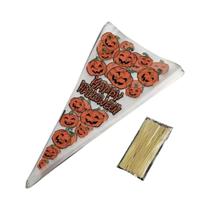 Sacos De Doces Transparentes De Plástico Com Estampa De Abóbora De Halloween 50PCS Embalagem