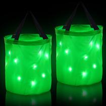 Sacos de doces Trick or Treat, luz LED, 2 peças para crianças, verde Sacos de doces Trick or Treat, luz LED, 2 peças para crianças, verde