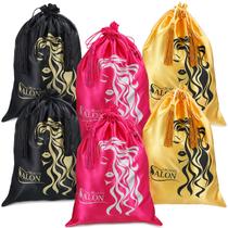 Sacos de embalagem de perucas Riakrum Satin, 6 peças com cordão de borla