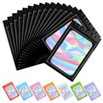 Sacos de embalagem Funfery Mylar Holographic 100 unidades pretas 13x21cm