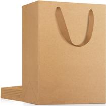 Sacos de embrulho EUSOAR, pacote com 12 unidades, papel kraft de 20 x 10 x 28 cm com alças