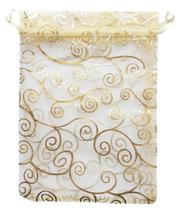 Sacos de embrulho Pimuza 13 x 18 cm, organza dourada, cordão, 100 unidades Sacos de embrulho Pimuza 13 x 18 cm, organza dourada, cordão, 100 unidades