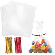 Sacos de guloseimas de celofane Morepack, 5 x 7 polegadas, 200 unidades com gravatas giratórias Sacos de guloseimas de celofane Morepack, 5 x 7 polegadas, 200 unidades com gravatas giratórias