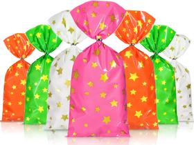 Sacos de guloseimas de celofane Pajean Star Style com gravatas Twist x100 Sacos de guloseimas de celofane Pajean Star Style com gravatas Twist x100