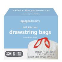 Sacos de lixo Amazon Basics Tall Kitchen 13 galões 200 unidades Sacos de lixo Amazon Basics Tall Kitchen 13 galões 200 unidades