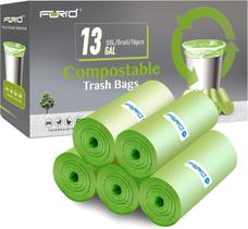 Sacos de lixo compostáveis FORID 55L/13 galões 80 unidades verdes Sacos de lixo compostáveis FORID 55L/13 galões 80 unidades verdes