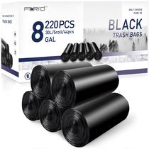 Sacos de lixo FORID 8 galões/30 L pretos de plástico de 220 unidades Sacos de lixo FORID 8 galões/30 L pretos de plástico de 220 unidades