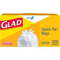 Sacos de lixo Glad CloroxPro Quick-Tie 13 galões 200 unidades