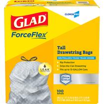 Sacos de lixo Glad ForceFlex Clorox 13 galões 100 unidades