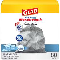 Sacos de lixo Glad ForceFlex MaxStrength XL 20L 80 Ct