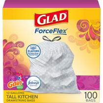 Sacos de lixo Glad ForceFlex Tall Kitchen 13L 100 Ct Gain Sacos de lixo Glad ForceFlex Tall Kitchen 13L 100 Ct Gain