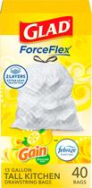 Sacos de lixo Glad ForceFlex Tall Kitchen 13L Lemon Scent 40Ct