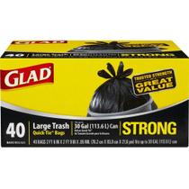 Sacos de lixo Glad Large Quick-Tie 30 galões e 40 unidades Sacos de lixo Glad Large Quick-Tie 30 galões e 40 unidades