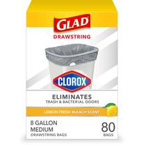 Sacos de lixo Glad Medium 30L, limão, alvejante fresco, 80 unidades