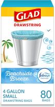 Sacos de lixo Glad Odorshield 15L Febreze Beachside Breeze 80Ct