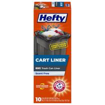 Sacos de lixo Hefty Cart Liner 65 galões 10 sacos sem perfume