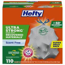 Sacos de lixo Hefty Ultra Strong, 13 galões, 110 unidades, cinza