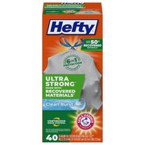 Sacos de lixo Hefty Ultra Strong 13 galões e 40 unidades, cinza