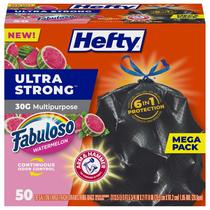Sacos de lixo Hefty Ultra Strong 30 galões 50 sacos pretos