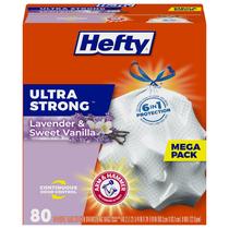 Sacos de Lixo Hefty Ultra Strong - 49L, 80 Unidades com Cordão Branco