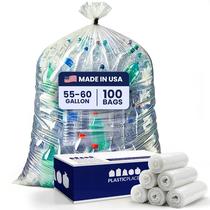 Sacos de lixo Plasticplace 55-60 galões e 1,2 mil transparentes (100 ct) Sacos de lixo Plasticplace 55-60 galões e 1,2 mil transparentes (100 ct)