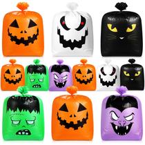 Sacos de lixo Qilery Halloween Pumpkin Leaf 12 peças 120x90cm 76x60cm