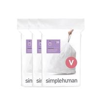 Sacos de lixo simplehuman Code V 60 unidades 16-18 l/4,2-4,8 galões Sacos de lixo simplehuman Code V 60 unidades 16-18 l/4,2-4,8 galões