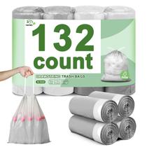 Sacos de lixo YUFDA, 4 galões, com cordão, brancos, 132 unidades