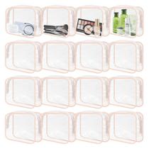 Sacos de maquiagem transparentes, produtos de higiene pessoal aprovados pela GONITYOU TSA, 16 unidades, rosa claro Sacos de maquiagem transparentes, produtos de higiene pessoal aprovados pela GONITYOU TSA, 16 unidades, rosa claro
