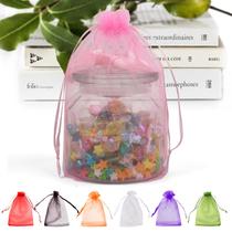 Sacos de organza ANZNKU Premium Sheer 6,5x9cm com cordão rosa Sacos de organza ANZNKU Premium Sheer 6,5x9cm com cordão rosa