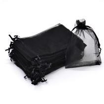Sacos de organza Bezall, 100 unidades pretas de 20 x 30 cm para lembrancinhas