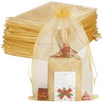 Sacos de organza, pacote HRX, 100 unidades de ouro, 20x30cm para presentes