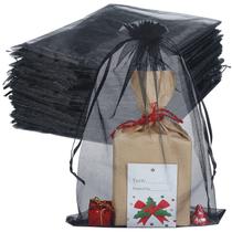 Sacos de organza, pacote HRX, 100 unidades grandes, 20x30cm, pretas