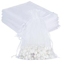Sacos de organza, pacote HRX, branco puro, 16,5 x 22,5 cm, 100 unidades