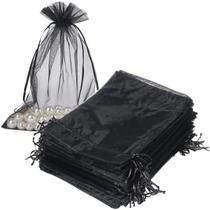 Sacos de organza, pacote HRX, preto, 17x23cm, 100 unidades para presentes