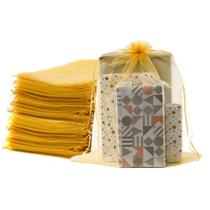 Sacos de organza para presente Meowoo, 12 x 16 polegadas, ouro, 24 peças com cordão