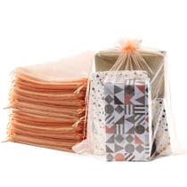 Sacos de organza para presente Meowoo, 24 unidades, 30 x 41 cm, cordão, champanhe