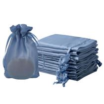 Sacos de organza QIANF, 20 peças, 10 x 15 cm, cordão azul escuro