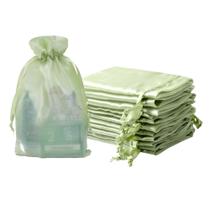 Sacos de organza QIANF para embrulho de presente, 20 peças, 15x23 cm, verde claro