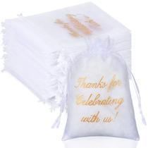 Sacos de organza Riakrum Thank You 100 unidades 10x15cm brancas