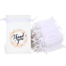 Sacos de organza Shappy Thank You Sheer 10x15cm, 100 unidades brancas Sacos de organza Shappy Thank You Sheer 10x15cm, 100 unidades brancas