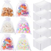 Sacos de organza Woanger, 1000 peças, brancos, 8 x 10 cm, malha, cordão Sacos de organza Woanger, 1000 peças, brancos, 8 x 10 cm, malha, cordão