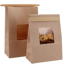Sacos de padaria Yopay Kraft Paper com janela, pacote de 100, 15x7x23cm