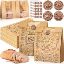 Sacos de pão Spakon Kraft Paper, pacote 120 com adesivos 14x8,3x3,5 cm