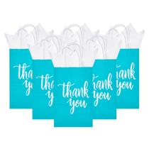 Sacos de papel DjinnGlory Teal Blue com alças 23x14x8cm + lenço