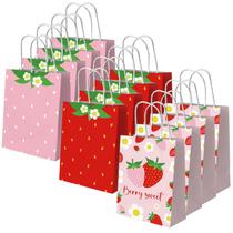 Sacos de papel Dydamud Strawberry, pacote com 12 alças, festa infantil Sacos de papel Dydamud Strawberry, pacote com 12 alças, festa infantil